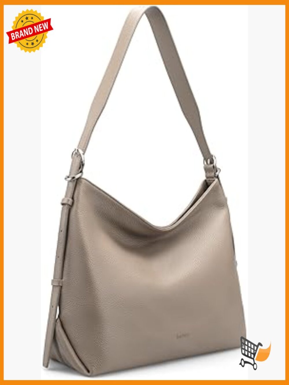 Genuine Leather Crossbody Hobo Bag with 2 Straps, Large Capacity Shoulder Bag
